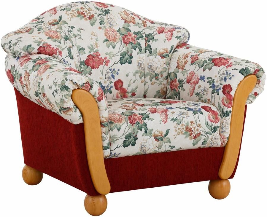 Home affaire Fauteuil Milaan comfortabele loungestoel landhuisstijl houten chatoots en -voeten (set) - Foto 7