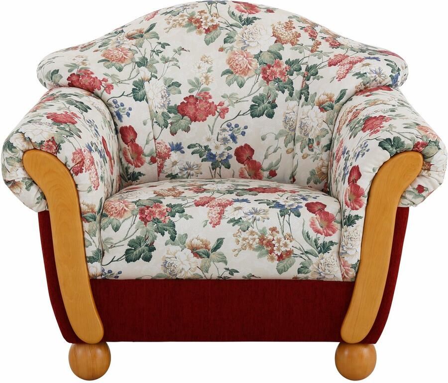Home affaire Fauteuil Milaan comfortabele loungestoel landhuisstijl houten chatoots en -voeten (set) - Foto 5