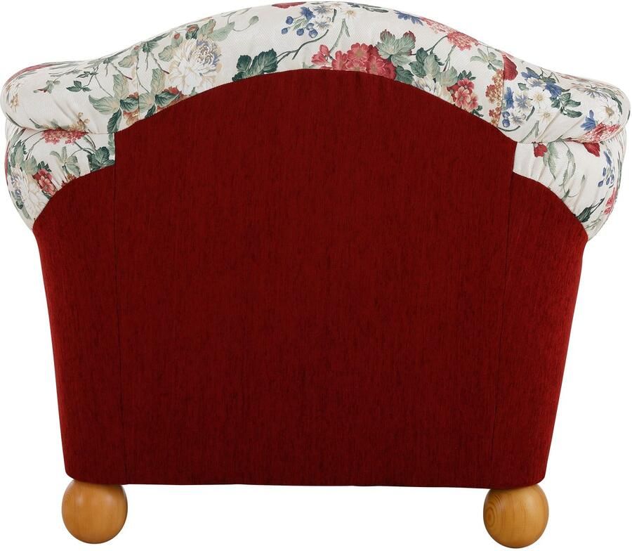 Home affaire Fauteuil Milaan comfortabele loungestoel landhuisstijl houten chatoots en -voeten (set) - Foto 3