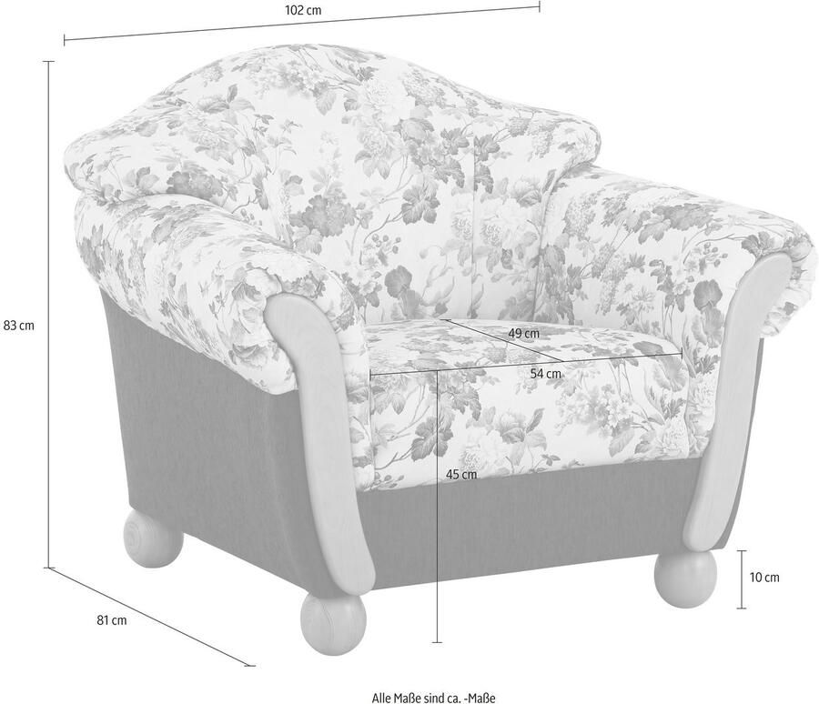 Home affaire Fauteuil Milaan comfortabele loungestoel landhuisstijl houten chatoots en -voeten (set) - Foto 4