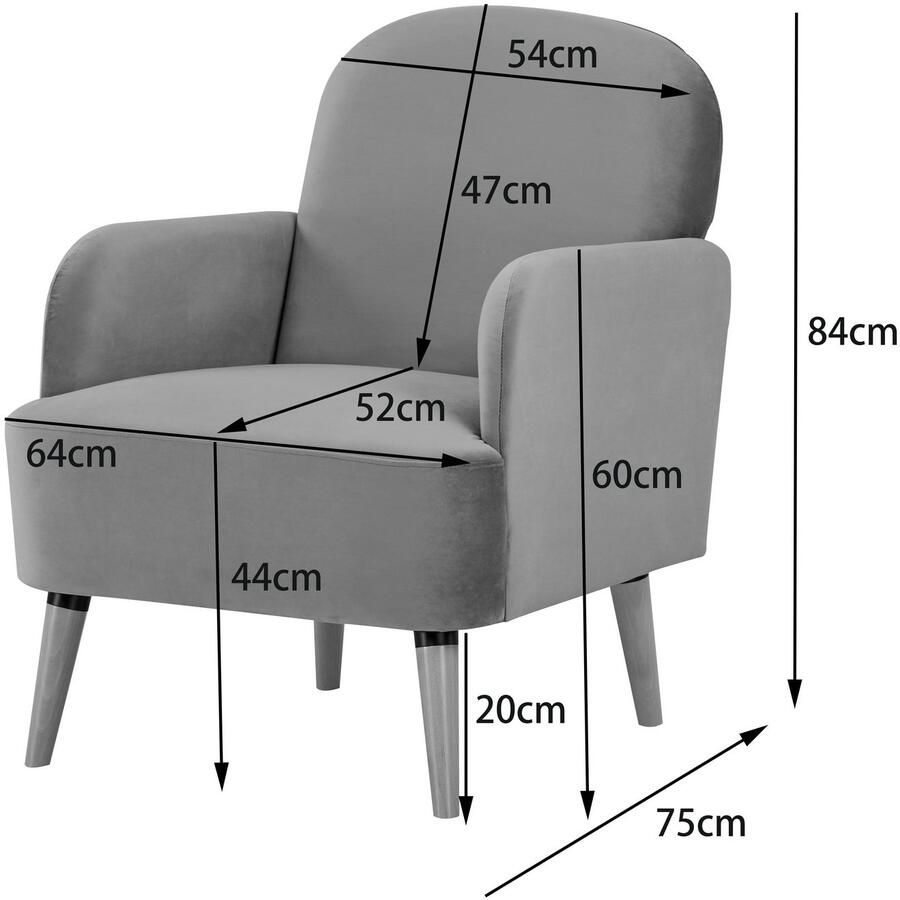 Home affaire Fauteuil NAFLA TV-stoel in fluweel en geweven stof - Foto 2