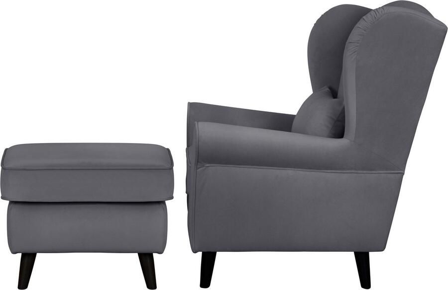 Home affaire Fauteuil Ohrensessel CHISTELLE optioneel met poef met golfondersteuning afmetingen: b d h: 81 87 99 cm - Foto 5