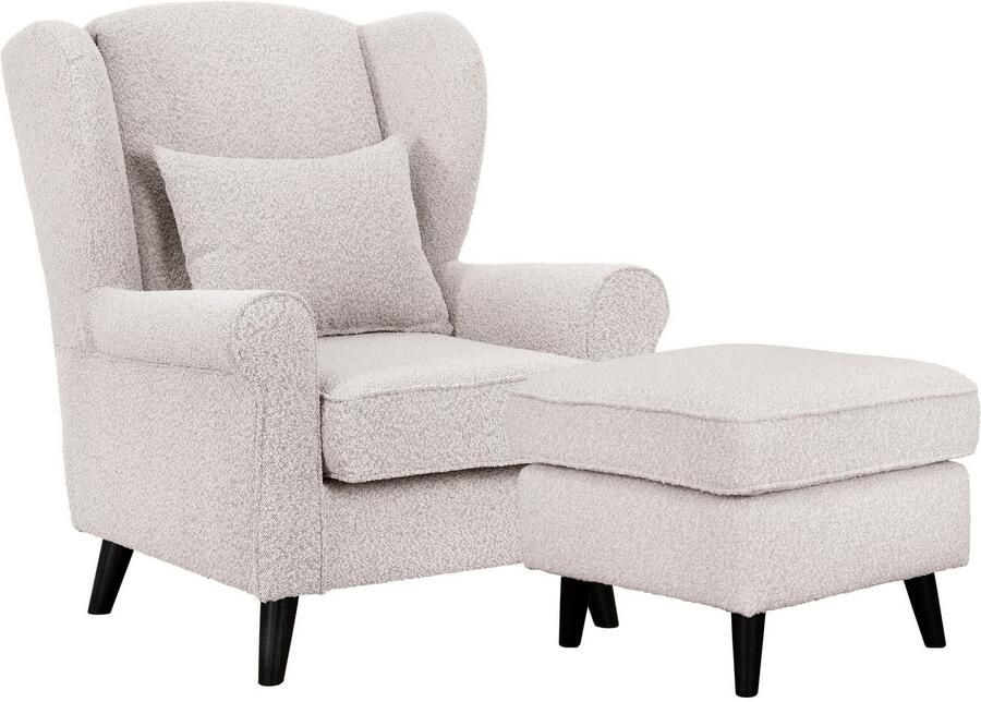 Home affaire Fauteuil Ohrensessel CHISTELLE optioneel met poef met golfondersteuning afmetingen: b d h: 81 87 99 cm - Foto 6
