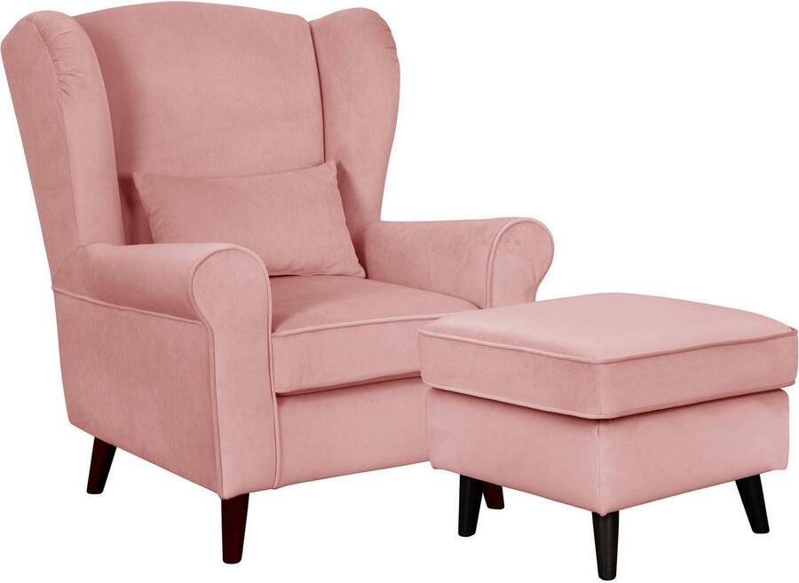 Home affaire Fauteuil Ohrensessel CHISTELLE optioneel met poef met golfondersteuning afmetingen: b d h: 81 87 99 cm - Foto 6