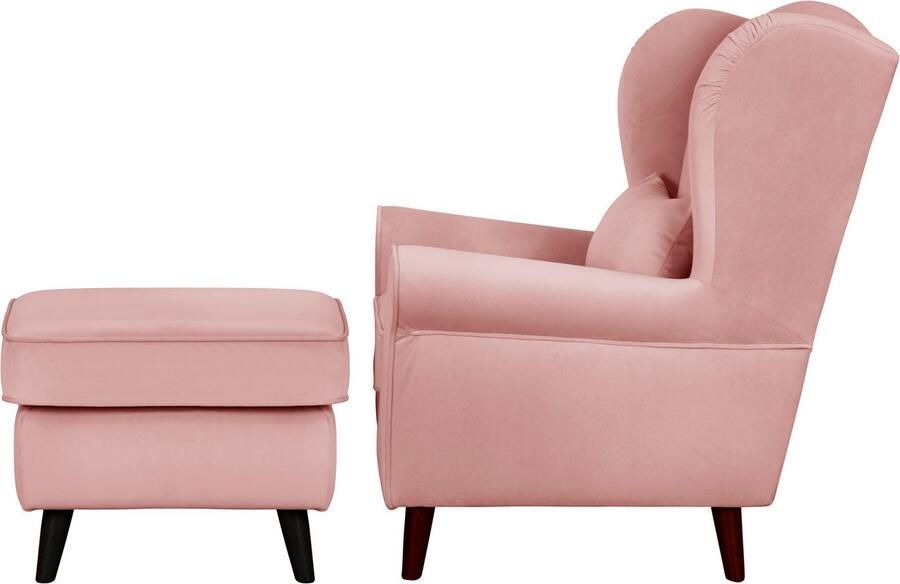 Home affaire Fauteuil Ohrensessel CHISTELLE optioneel met poef met golfondersteuning afmetingen: b d h: 81 87 99 cm - Foto 5