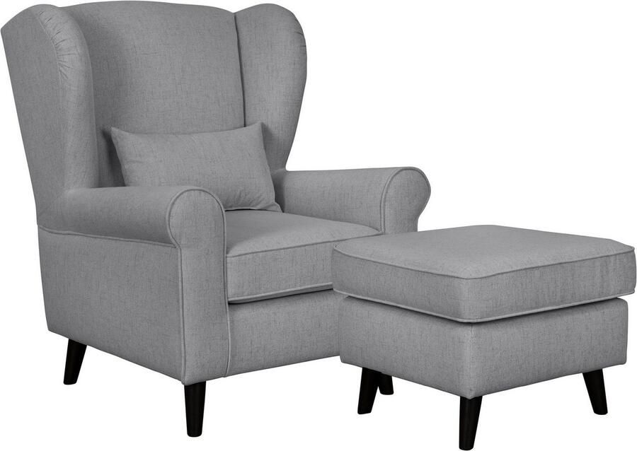 Home affaire Fauteuil Ohrensessel CHISTELLE optioneel met poef met golfondersteuning afmetingen: b d h: 81 87 99 cm - Foto 6