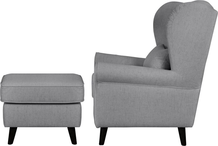 Home affaire Fauteuil Ohrensessel CHISTELLE optioneel met poef met golfondersteuning afmetingen: b d h: 81 87 99 cm - Foto 4