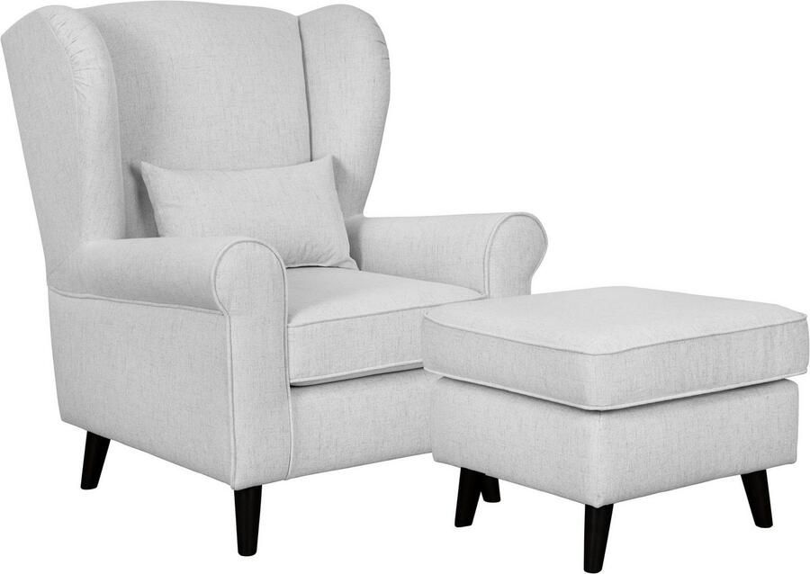 Home affaire Fauteuil Ohrensessel CHISTELLE optioneel met poef met golfondersteuning afmetingen: b d h: 81 87 99 cm - Foto 6