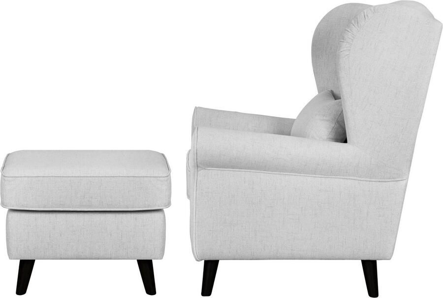 Home affaire Fauteuil Ohrensessel CHISTELLE optioneel met poef met golfondersteuning afmetingen: b d h: 81 87 99 cm - Foto 4