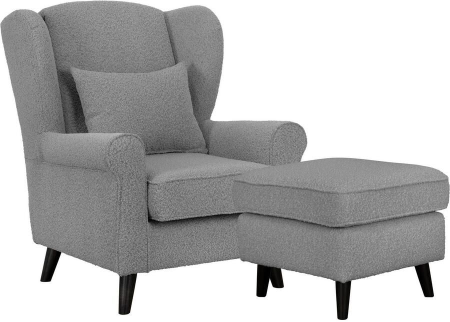Home affaire Fauteuil Ohrensessel CHISTELLE optioneel met poef met golfondersteuning afmetingen: b d h: 81 87 99 cm - Foto 6