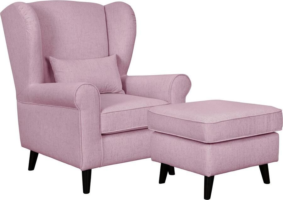 Home affaire Fauteuil Ohrensessel CHISTELLE optioneel met poef met golfondersteuning afmetingen: b d h: 81 87 99 cm - Foto 6