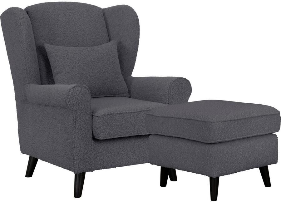 Home affaire Fauteuil Ohrensessel CHISTELLE optioneel met poef met golfondersteuning afmetingen: b d h: 81 87 99 cm - Foto 6