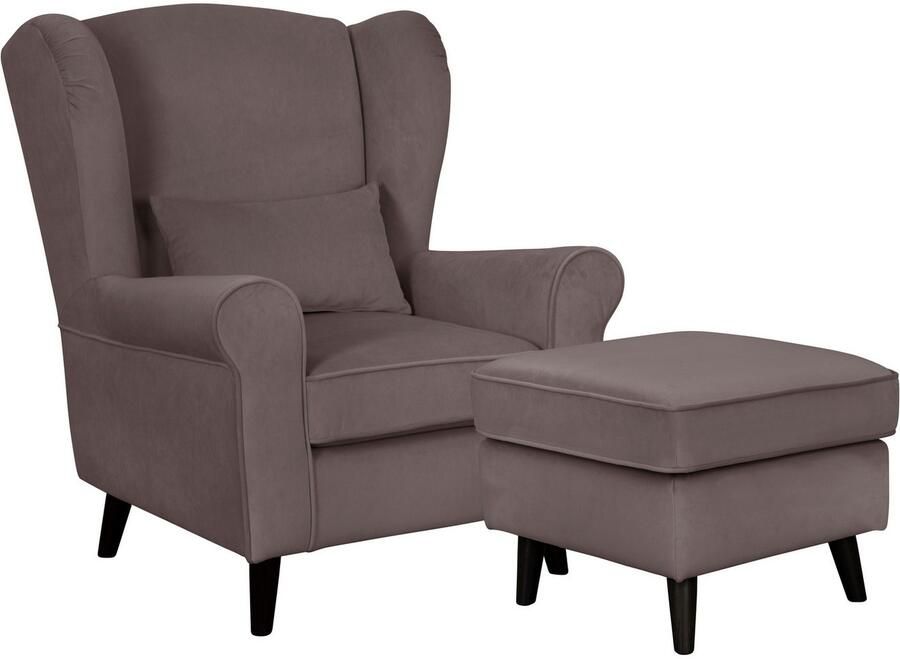 Home affaire Fauteuil Ohrensessel CHISTELLE optioneel met poef met golfondersteuning afmetingen: b d h: 81 87 99 cm - Foto 6
