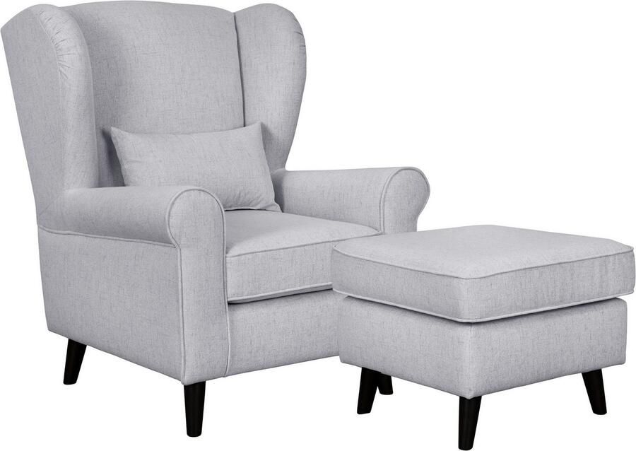 Home affaire Fauteuil Ohrensessel CHISTELLE optioneel met poef met golfondersteuning afmetingen: b d h: 81 87 99 cm - Foto 6