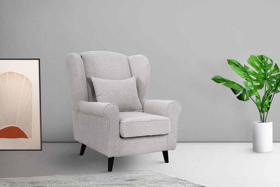 Home affaire Fauteuil Ohrensessel CHISTELLE optioneel met poef met golfondersteuning afmetingen: b d h: 81 87 99 cm - Foto 5