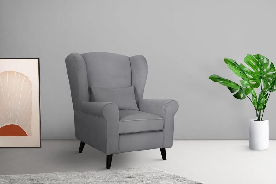 Home affaire Fauteuil Ohrensessel CHISTELLE optioneel met poef met golfondersteuning afmetingen: b d h: 81 87 99 cm - Foto 4