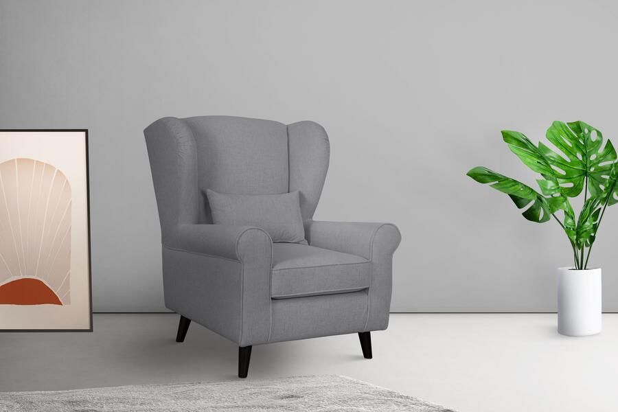 Home affaire Fauteuil Ohrensessel CHISTELLE optioneel met poef met golfondersteuning afmetingen: b d h: 81 87 99 cm - Foto 4