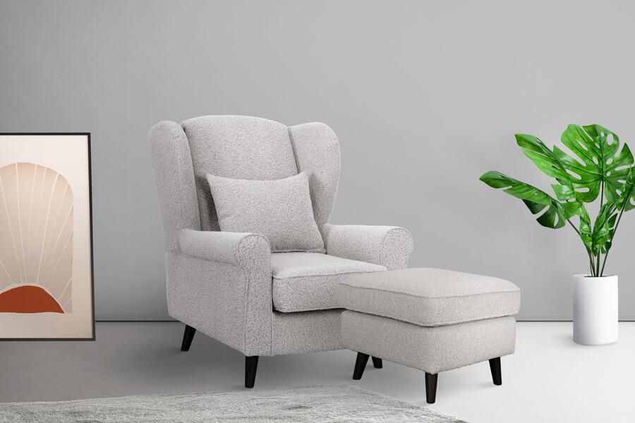 Home affaire Fauteuil Ohrensessel CHISTELLE optioneel met poef met golfondersteuning afmetingen: b d h: 81 87 99 cm - Foto 4