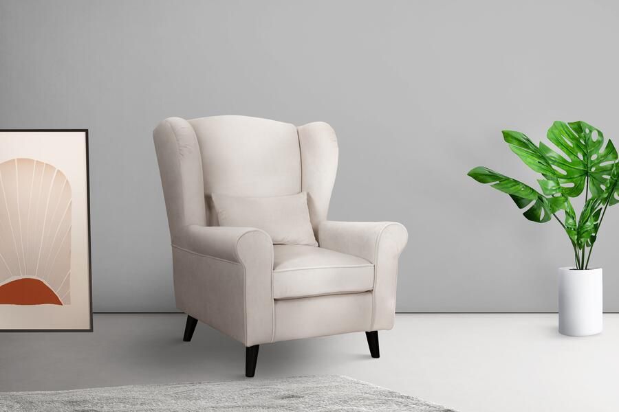 Home affaire Fauteuil Ohrensessel CHISTELLE optioneel met poef met golfondersteuning afmetingen: b d h: 81 87 99 cm - Foto 4