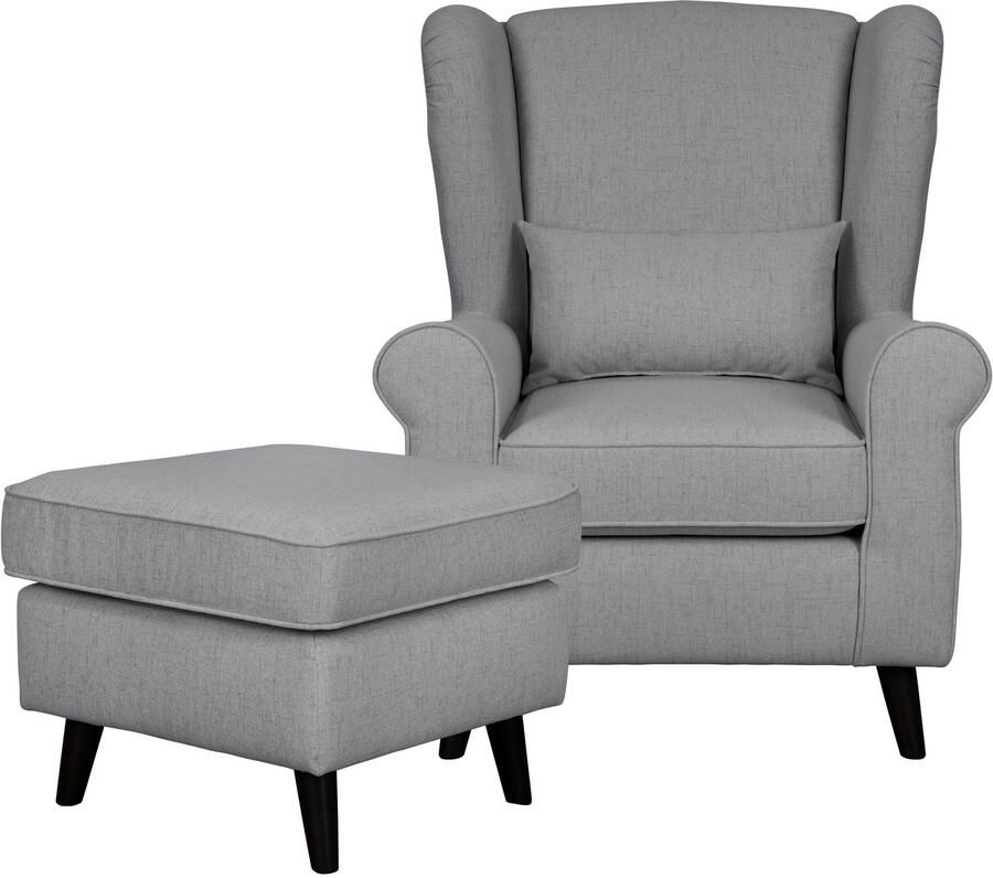 Home affaire Fauteuil Ohrensessel CHISTELLE optioneel met poef met golfondersteuning afmetingen: b d h: 81 87 99 cm - Foto 2