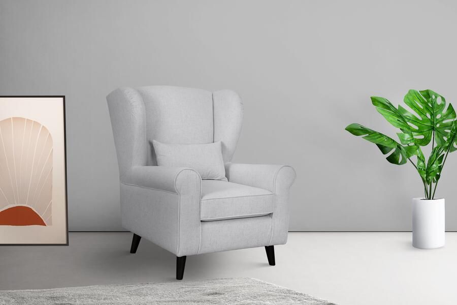 Home affaire Fauteuil Ohrensessel CHISTELLE optioneel met poef met golfondersteuning afmetingen: b d h: 81 87 99 cm - Foto 5