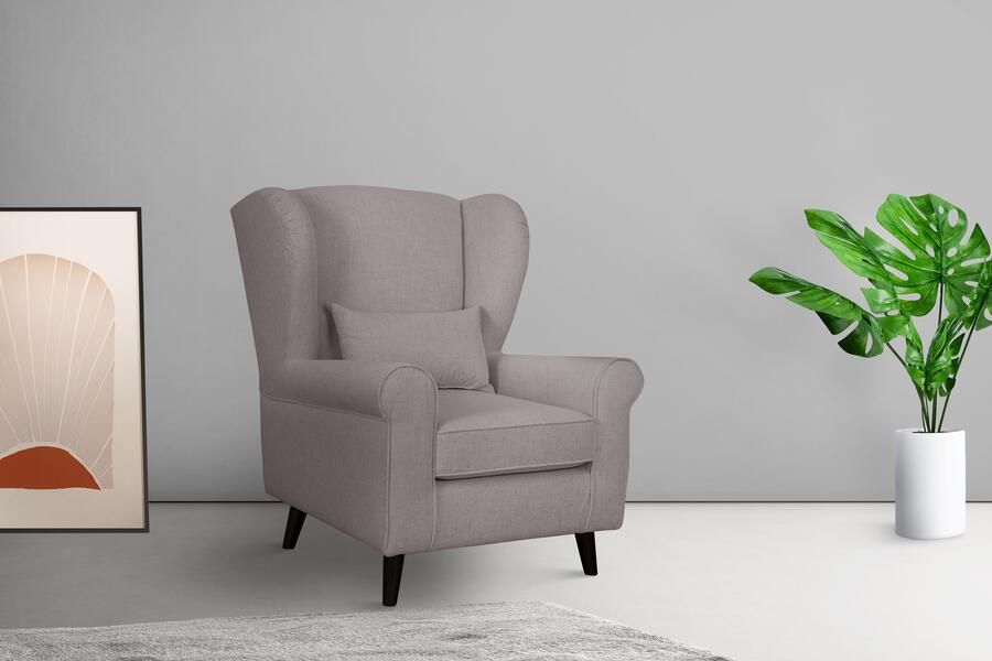 Home affaire Fauteuil Ohrensessel CHISTELLE optioneel met poef met golfondersteuning afmetingen: b d h: 81 87 99 cm - Foto 4