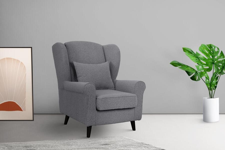 Home affaire Fauteuil Ohrensessel CHISTELLE optioneel met poef met golfondersteuning afmetingen: b d h: 81 87 99 cm - Foto 4