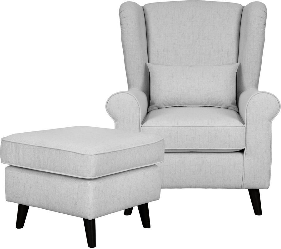 Home affaire Fauteuil Ohrensessel CHISTELLE optioneel met poef met golfondersteuning afmetingen: b d h: 81 87 99 cm - Foto 2