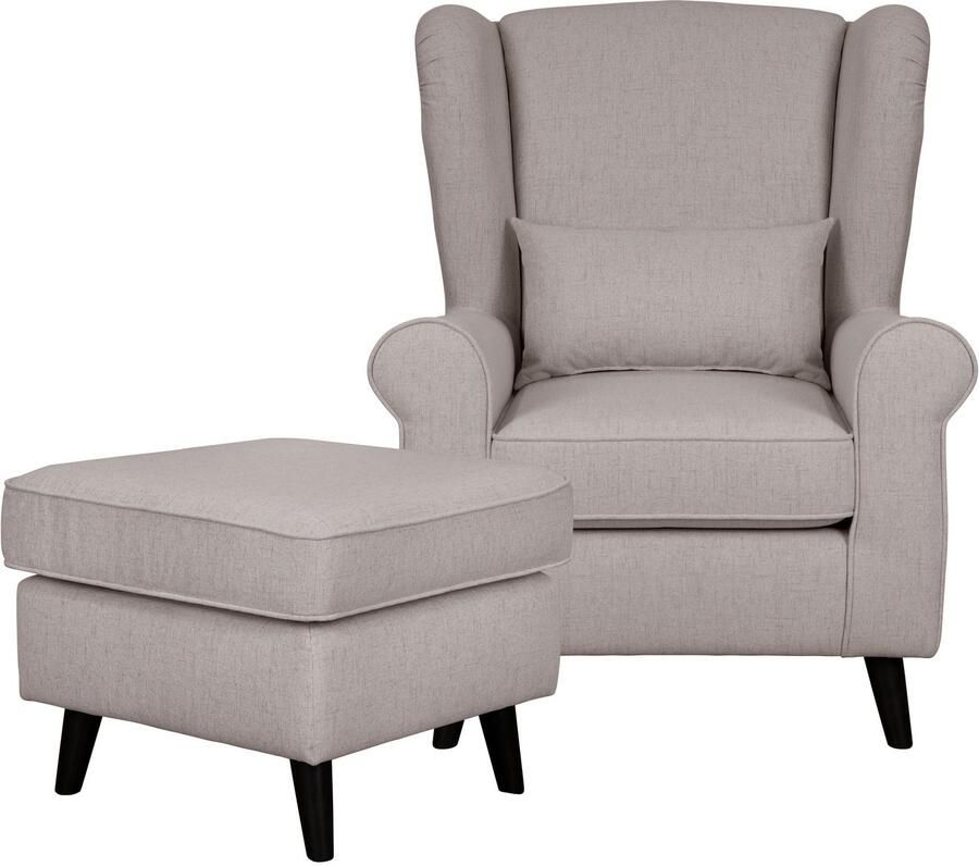 Home affaire Fauteuil Ohrensessel CHISTELLE optioneel met poef met golfondersteuning afmetingen: b d h: 81 87 99 cm - Foto 2