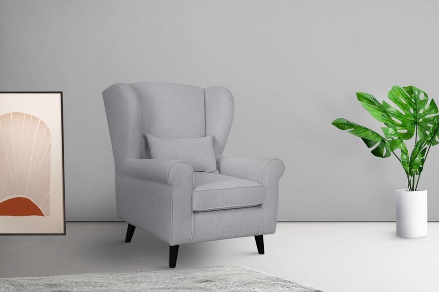 Home affaire Fauteuil Ohrensessel CHISTELLE optioneel met poef met golfondersteuning afmetingen: b d h: 81 87 99 cm - Foto 4