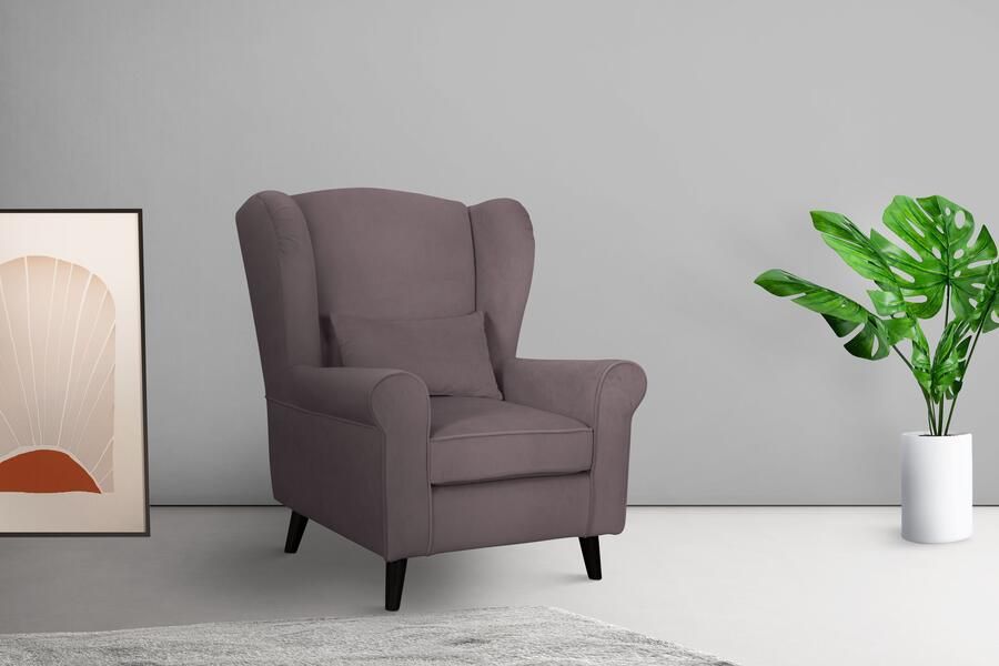 Home affaire Fauteuil Ohrensessel CHISTELLE optioneel met poef met golfondersteuning afmetingen: b d h: 81 87 99 cm - Foto 4