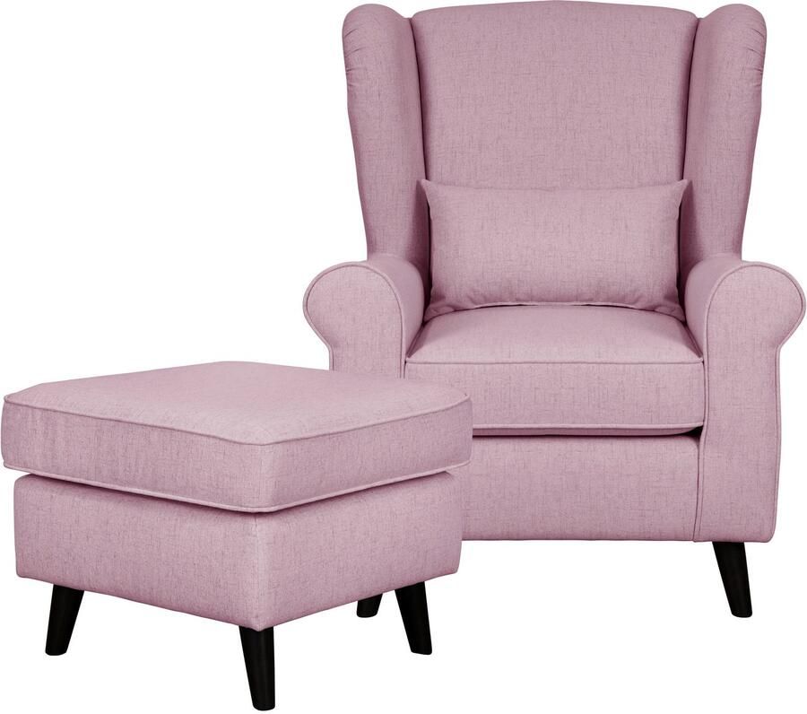 Home affaire Fauteuil Ohrensessel CHISTELLE optioneel met poef met golfondersteuning afmetingen: b d h: 81 87 99 cm - Foto 2