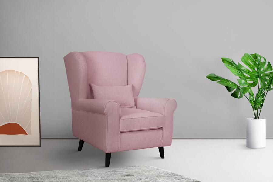 Home affaire Fauteuil Ohrensessel CHISTELLE optioneel met poef met golfondersteuning afmetingen: b d h: 81 87 99 cm - Foto 4