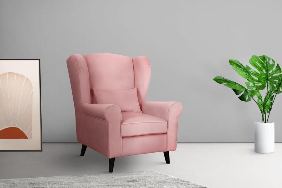 Home affaire Fauteuil Ohrensessel CHISTELLE optioneel met poef met golfondersteuning afmetingen: b d h: 81 87 99 cm - Foto 4