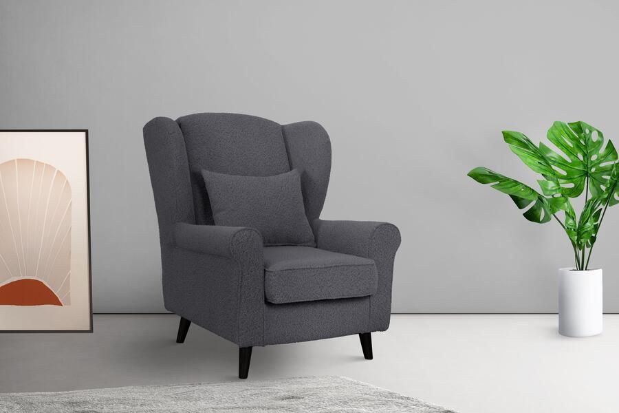 Home affaire Fauteuil Ohrensessel CHISTELLE optioneel met poef met golfondersteuning afmetingen: b d h: 81 87 99 cm - Foto 5