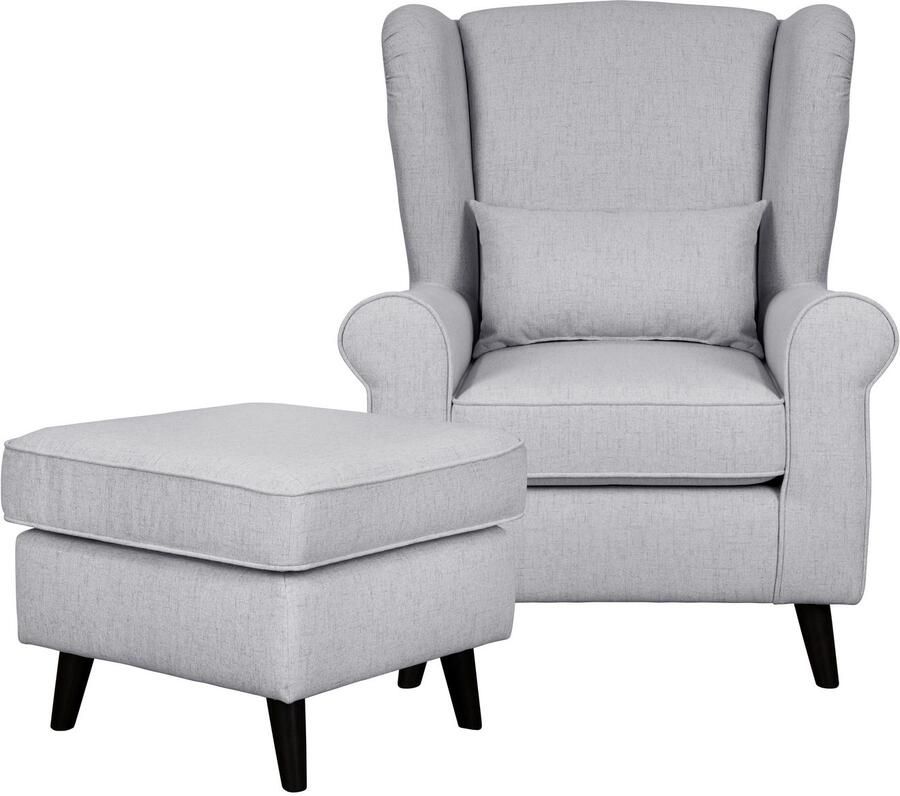 Home affaire Fauteuil Ohrensessel CHISTELLE optioneel met poef met golfondersteuning afmetingen: b d h: 81 87 99 cm - Foto 2