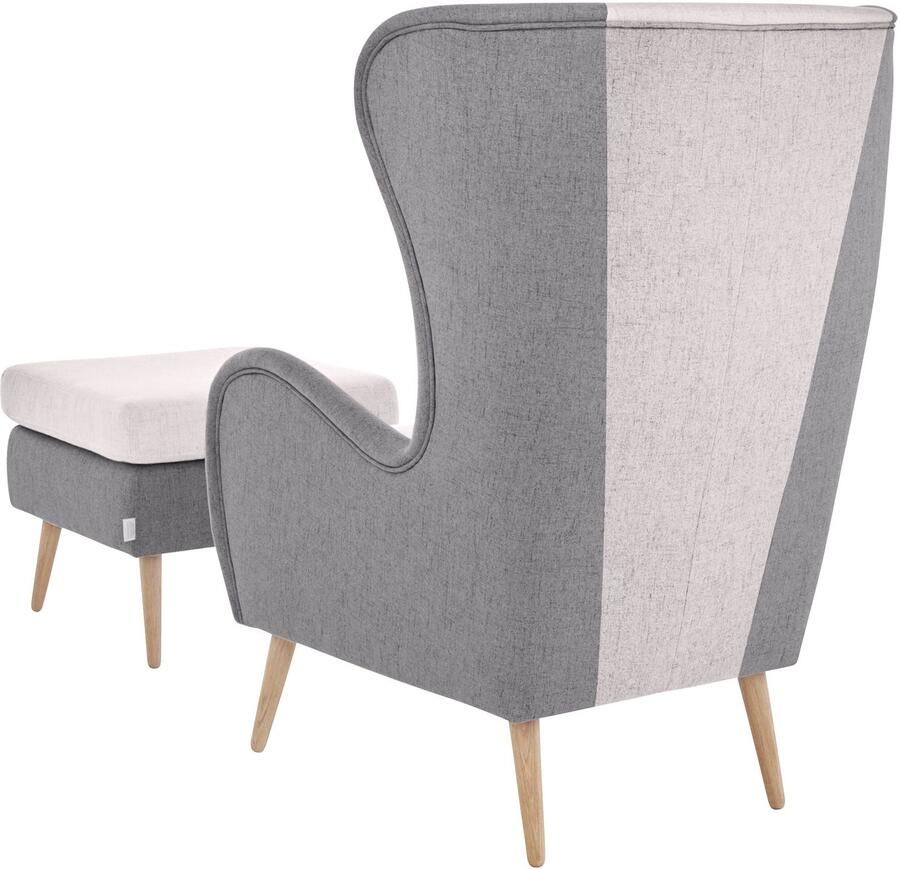Home affaire Fauteuil Salla bekleding bouclé of fijne structuur oorschelp fauteuil naar keuze met of zonder hocker grote fauteuil: afm. bxdxh: 78x94x118cm