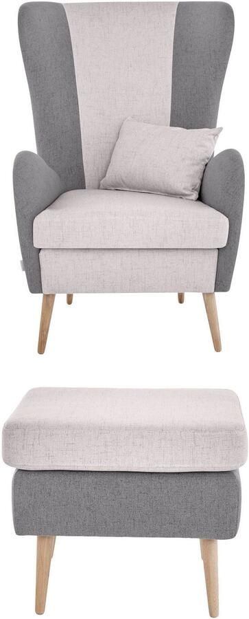 Home affaire Fauteuil Salla bekleding bouclé of fijne structuur oorschelp fauteuil naar keuze met of zonder hocker grote fauteuil: afm. bxdxh: 78x94x118cm - Foto 16