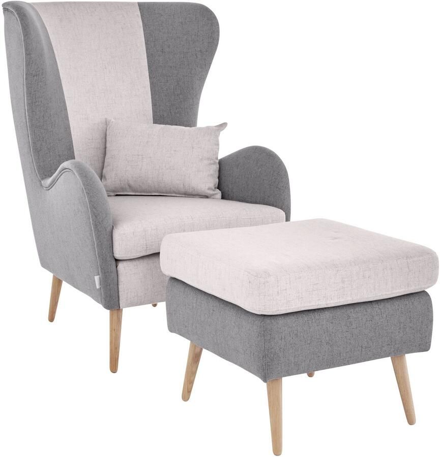 Home affaire Fauteuil Salla bekleding bouclé of fijne structuur oorschelp fauteuil naar keuze met of zonder hocker grote fauteuil: afm. bxdxh: 78x94x118cm - Foto 2