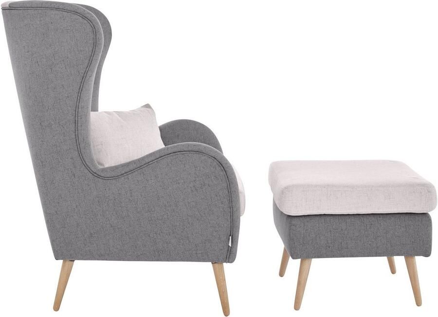 Home affaire Fauteuil Salla bekleding bouclé of fijne structuur oorschelp fauteuil naar keuze met of zonder hocker grote fauteuil: afm. bxdxh: 78x94x118cm - Foto 11
