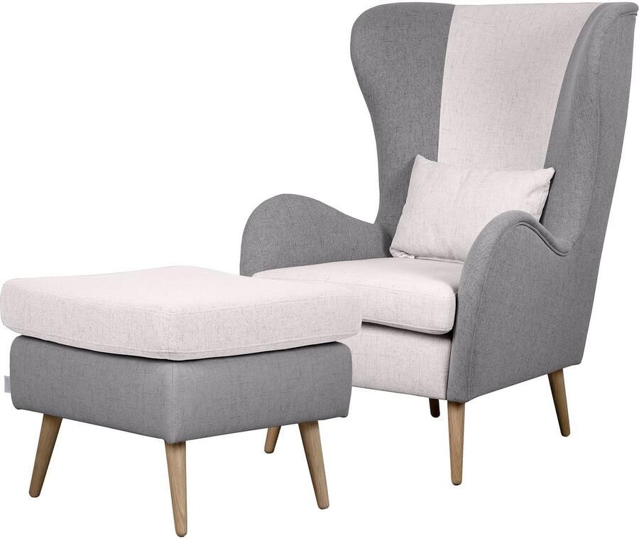 Home affaire Fauteuil Salla bekleding bouclé of fijne structuur oorschelp fauteuil naar keuze met of zonder hocker grote fauteuil: afm. bxdxh: 78x94x118cm - Foto 5