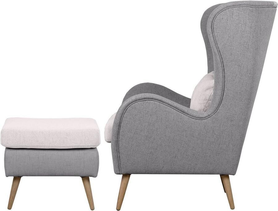 Home affaire Fauteuil Salla bekleding bouclé of fijne structuur oorschelp fauteuil naar keuze met of zonder hocker grote fauteuil: afm. bxdxh: 78x94x118cm - Foto 8