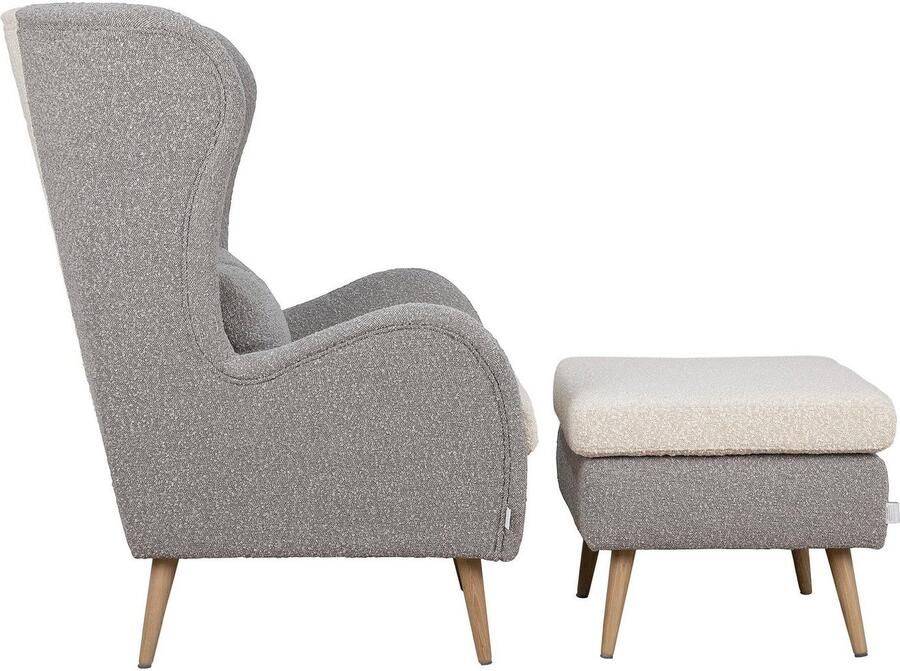 Home affaire Fauteuil Salla bekleding bouclé of fijne structuur oorschelp fauteuil naar keuze met of zonder hocker grote fauteuil: afm. bxdxh: 78x94x118cm - Foto 5
