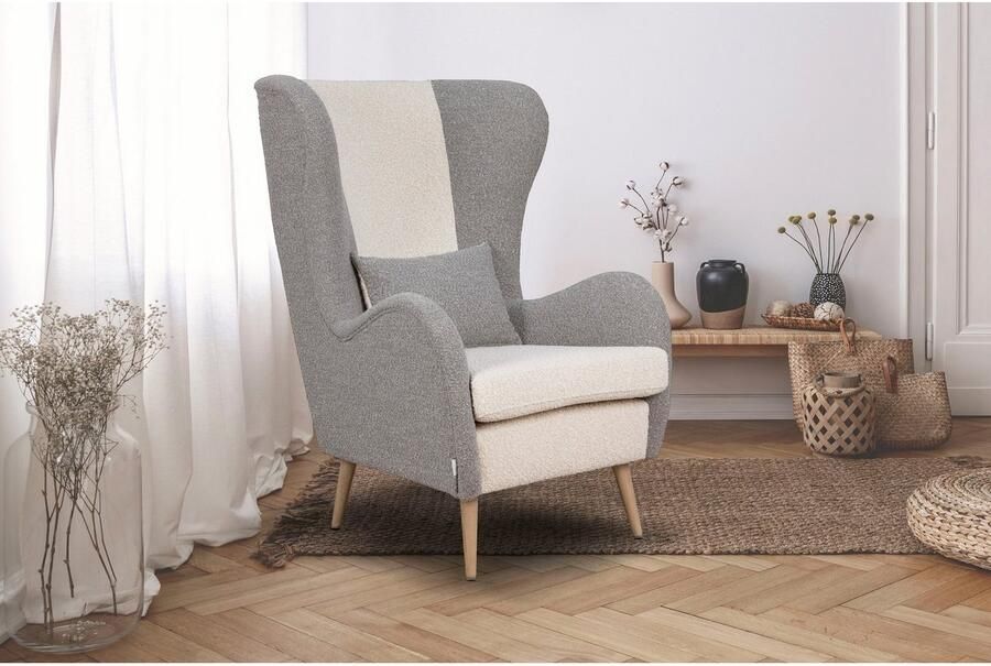 Home affaire Fauteuil Salla bekleding bouclé of fijne structuur oorschelp fauteuil naar keuze met of zonder hocker grote fauteuil: afm. bxdxh: 78x94x118cm - Foto 7