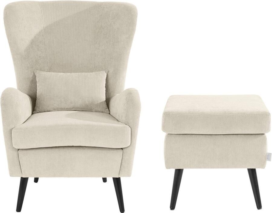 Home affaire Fauteuil Salla ook in imitatiebont en fijn corduroy veel bekledingsopties oorfauteuil (set) - Foto 4