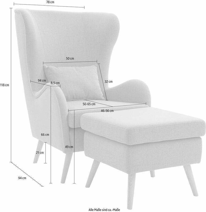 Home affaire Fauteuil Salla ook in imitatiebont en fijn corduroy veel bekledingsopties oorfauteuil (set)