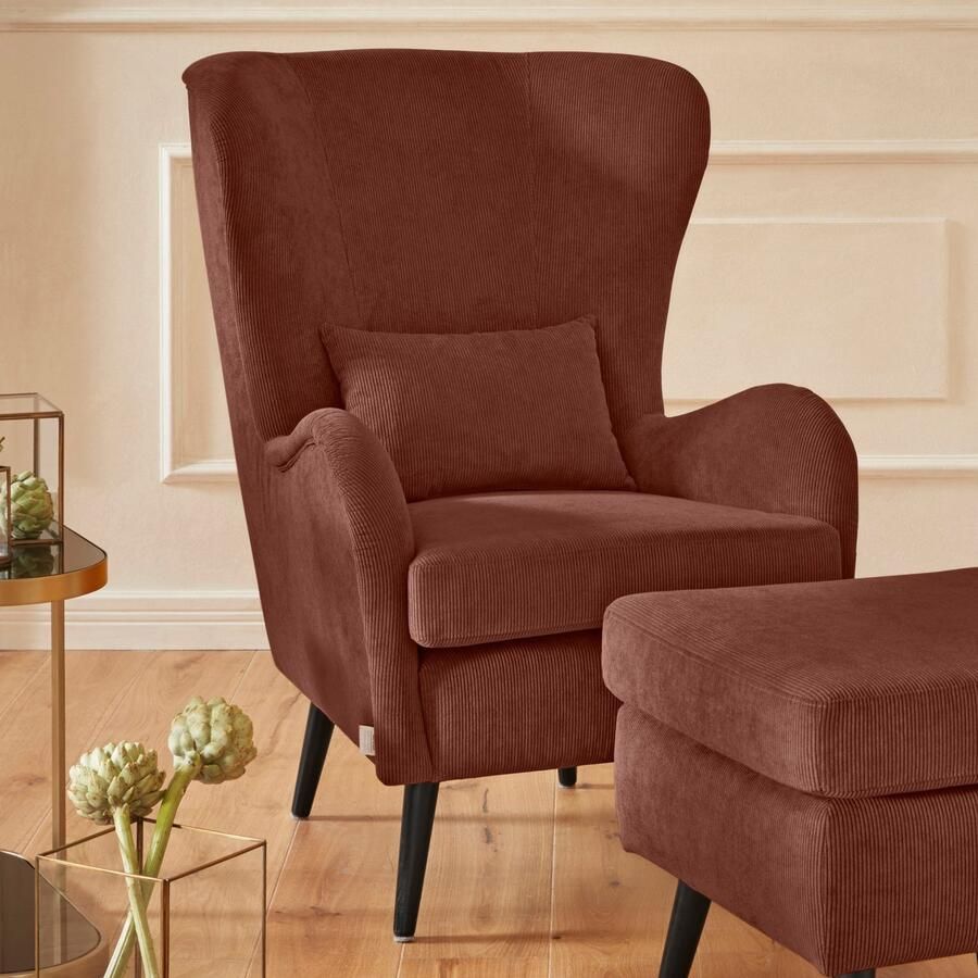 Home affaire Fauteuil Salla ook in imitatiebont en fijn corduroy veel bekledingsopties oorfauteuil (set)