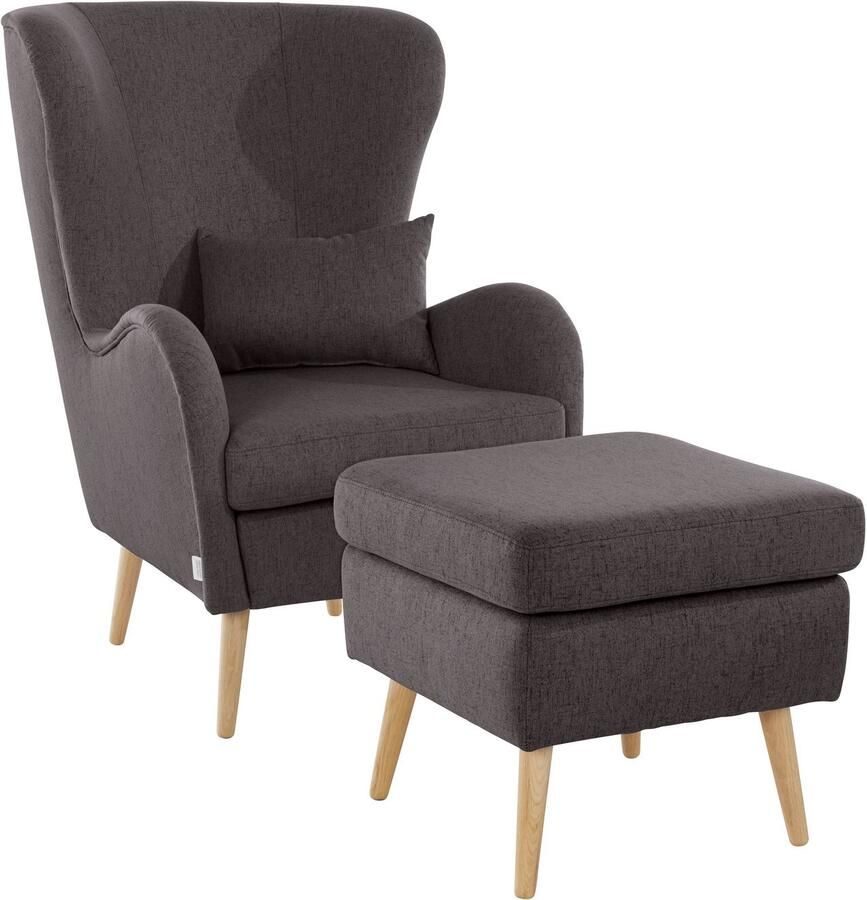 Home affaire Fauteuil Sallito TV-stoel oorfauteuil met Hocker in veel stofkwaliteiten ook in fluweelcord - Foto 3