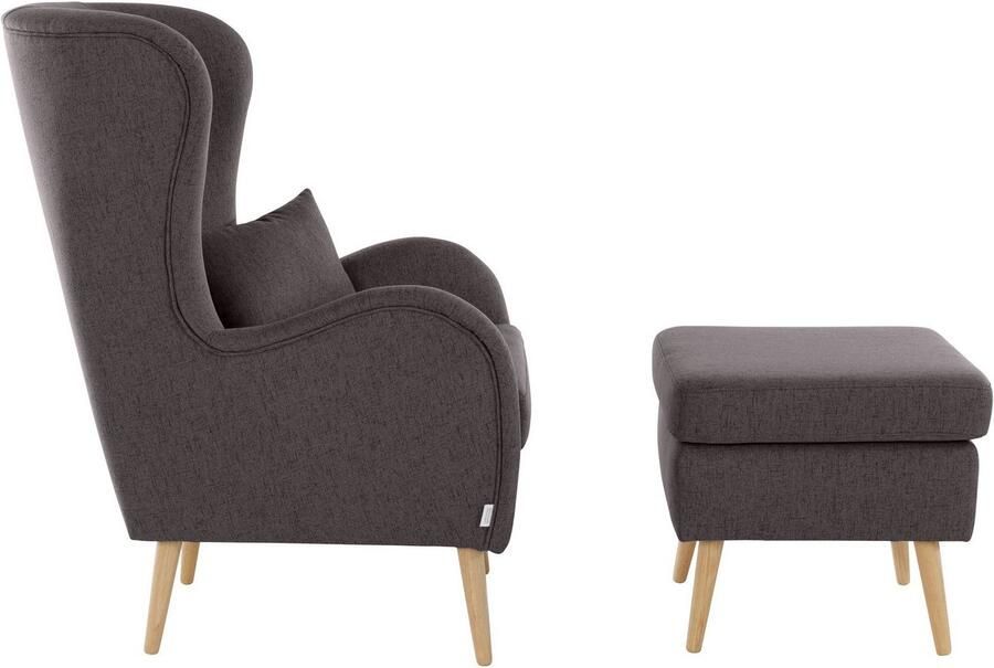 Home affaire Fauteuil Sallito TV-stoel oorfauteuil met Hocker in veel stofkwaliteiten ook in fluweelcord - Foto 13