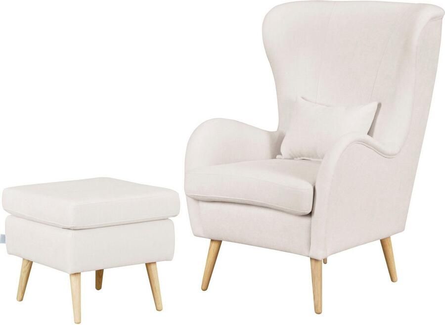 Home affaire Fauteuil Sallito TV-stoel oorfauteuil met Hocker in veel stofkwaliteiten ook in fluweelcord - Foto 8